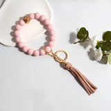 Leopard Beads Bracelet Keychains Silicone Wristlet