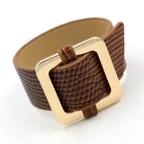 Rainbery Charm Cuff Bracelet Snake Skin PU Leather Jewelry