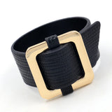 Rainbery Charm Cuff Bracelet Snake Skin PU Leather Jewelry