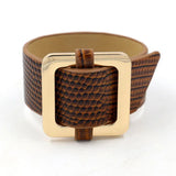 Rainbery Charm Cuff Bracelet Snake Skin PU Leather Jewelry