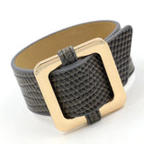 Rainbery Charm Cuff Bracelet Snake Skin PU Leather Jewelry