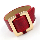 Rainbery Charm Cuff Bracelet Snake Skin PU Leather Jewelry