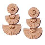 Rainbery Raffia Tassel Earrings Colorful Tiered Dangle Statement Earrings