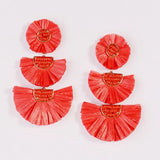 Rainbery Raffia Tassel Earrings Colorful Tiered Dangle Statement Earrings