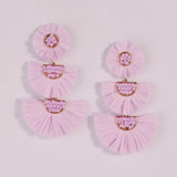 Rainbery Raffia Tassel Earrings Colorful Tiered Dangle Statement Earrings