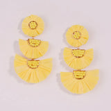 Rainbery Raffia Tassel Earrings Colorful Tiered Dangle Statement Earrings