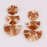Rainbery Raffia Tassel Earrings Colorful Tiered Dangle Statement Earrings