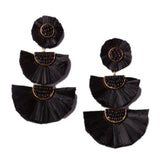 Rainbery Raffia Tassel Earrings Colorful Tiered Dangle Statement Earrings