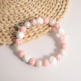 Rainbery Leopard Silicone Beads Bracelet Keyrings for Women