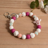 Rainbery Leopard Silicone Beads Bracelet Keyrings for Women