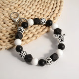 Rainbery Leopard Silicone Beads Bracelet Keyrings for Women