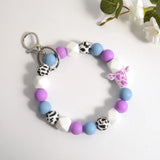 Rainbery Leopard Silicone Beads Bracelet Keyrings for Women