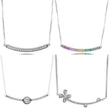 Rainbow Arcs Of Love Hearts Reversible Bar Necklace 925 Sterling Silver