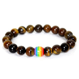 Rainbow Bead Bracelet Pride Natural Stone Strand Couple Bracelets LGBT Jewelry