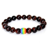 Rainbow Bead Bracelet Pride Natural Stone Strand Couple Bracelets LGBT Jewelry