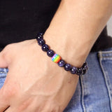 Rainbow Bead Bracelet Pride Natural Stone Strand Couple Bracelets LGBT Jewelry