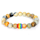 Rainbow Bead Bracelet Pride Natural Stone Strand Couple Bracelets LGBT Jewelry