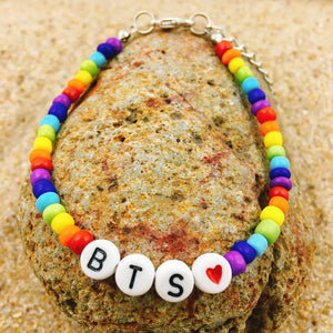 Rainbow Beaded Bracelet Bangtan Boys His Her Charms Fans Sisters