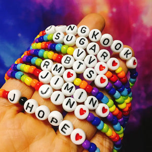 Rainbow Beaded Bracelet Bangtan Boys His Her Charms Fans Sisters