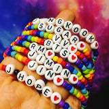 Rainbow Beaded Bracelet Bangtan Boys His Her Charms Fans Sisters