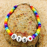 Rainbow Beaded Bracelet Bangtan Boys His Her Charms Fans Sisters