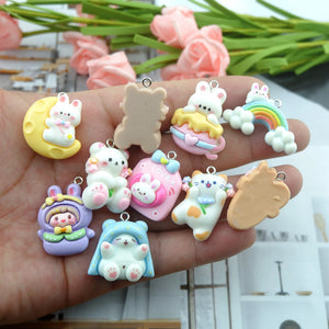 Rainbow Bear Cat Charms for Jewelry Making Diy Earring Bracelet Pendant