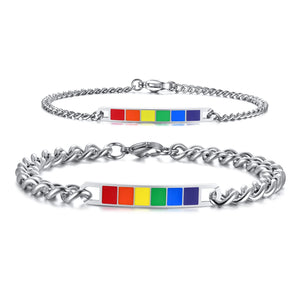Rainbow Bracelet Stainless Steel Link Chain