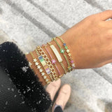 Rainbow CZ Cuban Link Chain Choker Necklace with Star Charm