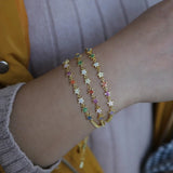 Rainbow CZ Cuban Link Chain Choker Necklace with Star Charm