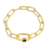 Rainbow CZ Heart Bracelet with Carabiner Lock