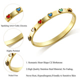 Rainbow CZ Zircon Hand Cuff Bangle y2k Accessories Waterproof