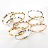 Rainbow CZ Zircon Hand Cuff Bangle y2k Accessories Waterproof