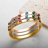 Rainbow CZ Zircon Hand Cuff Bangle y2k Accessories Waterproof