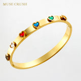 Rainbow CZ Zircon Hand Cuff Bangle y2k Accessories Waterproof