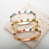 Rainbow CZ Zircon Hand Cuff Bangle y2k Accessories Waterproof