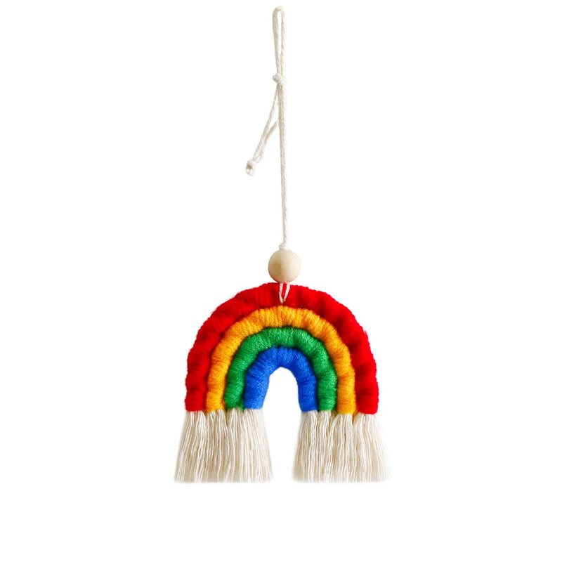 Rainbow Car Charm Essential Oil Diffuser Boho Macrame Rearview Mirror Charm