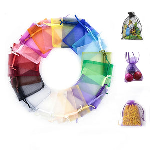 Rainbow 50PCS Organza Drawstring Bags Jewelry Packaging Display Jewelry Pouches