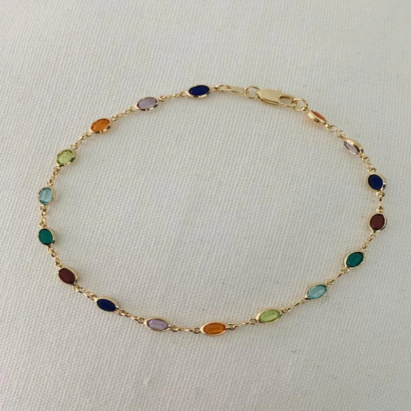 Rainbow Crystal Anklets Bracelets Ethnic Style Chain Anklet Charm Foot Jewelry