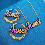 Rainbow Name Customizable Bamboo Earring Dangle