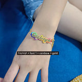 Rainbow Name Customizable Bamboo Earring Dangle