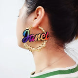 Rainbow Name Customizable Bamboo Earring Dangle