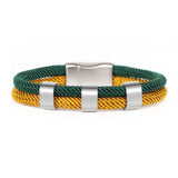 Rainbow Polyester Bracelet Name Stainless Steel Beads Adjustable