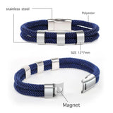 Rainbow Polyester Bracelet Name Stainless Steel Beads Adjustable