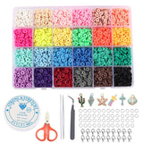Polymer Clay Spacer Beads Kit - 6mm Flat Round Soft Pottery Beads
