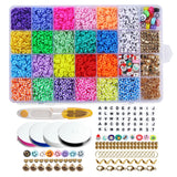 Polymer Clay Spacer Beads Kit - 6mm Flat Round Soft Pottery Beads