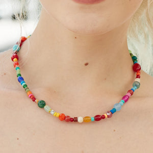 Vintage Glass Beads Chain Necklace