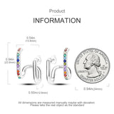 Rainbow Zircon Double Layer Stud Earrings for Women - Silver Party Jewelry