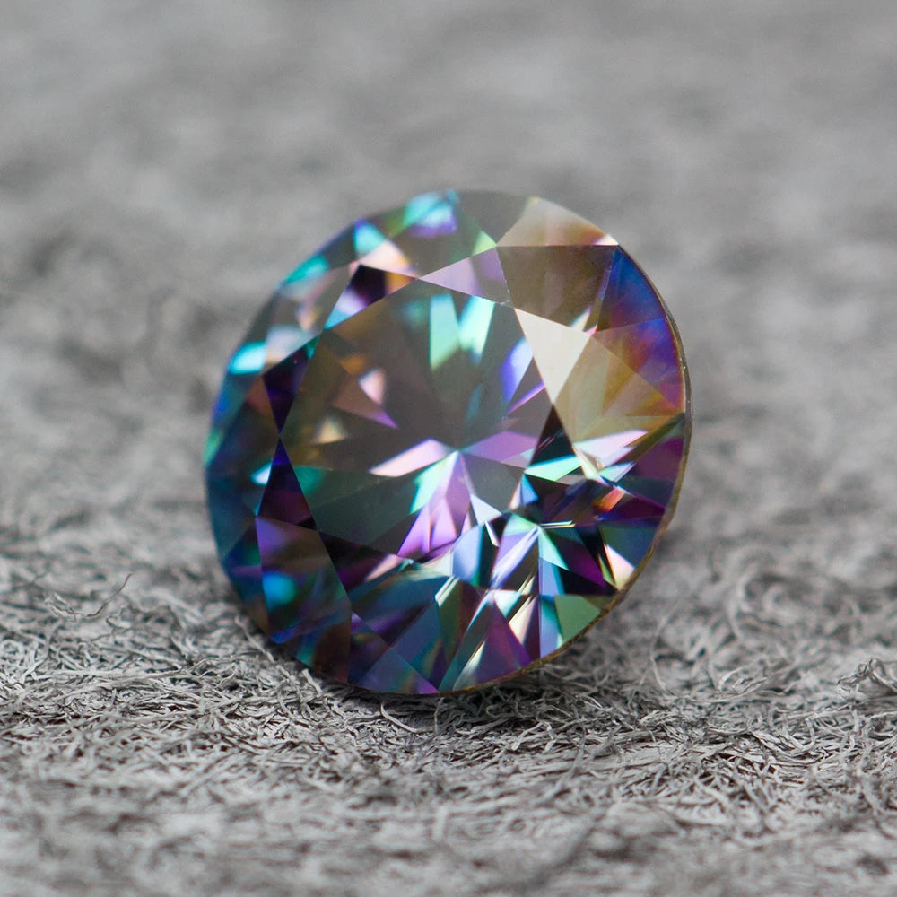 Rainbow Moissanite Round Loose Stone VVS1 Diamond Tested Gemstone