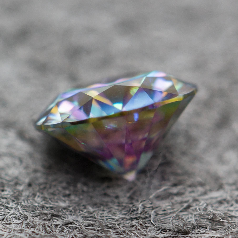 Rainbow Moissanite Round Loose Stone VVS1 Diamond Tested Gemstone