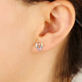 Rainbow Cz Heart Stud Earring 925 Sterling Silver Minimal Jewelry